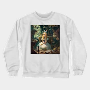 Alice in Wonderland. "Tea Party with the Mad Hatter and the Cheshire Cat" Crewneck Sweatshirt